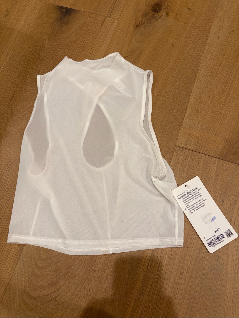 NWT lululemon White Mesh Keyhole Workout Tank